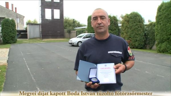 Megyei díjat kapott Boda István tűzoltó főtörzsőrmester