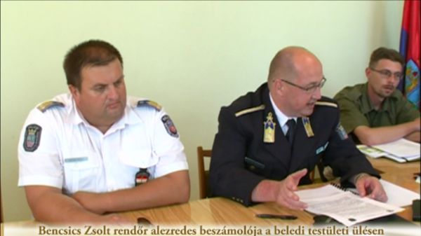 Bencsics Zsolt rendőr alezredes beszámolója a beledi testületi ülésen